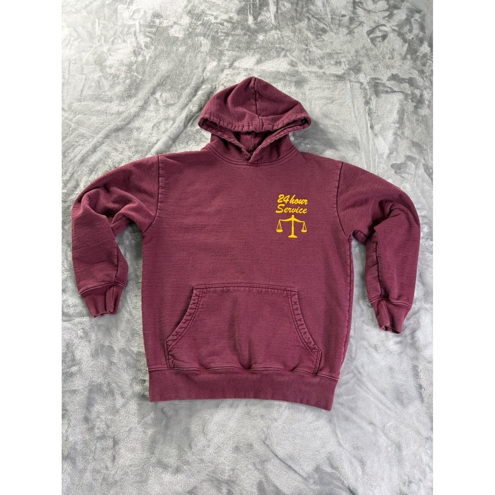 Market Call My Lawyer Hoodie Mens Size M Maroon Graphic Streetwear Sweatshirt